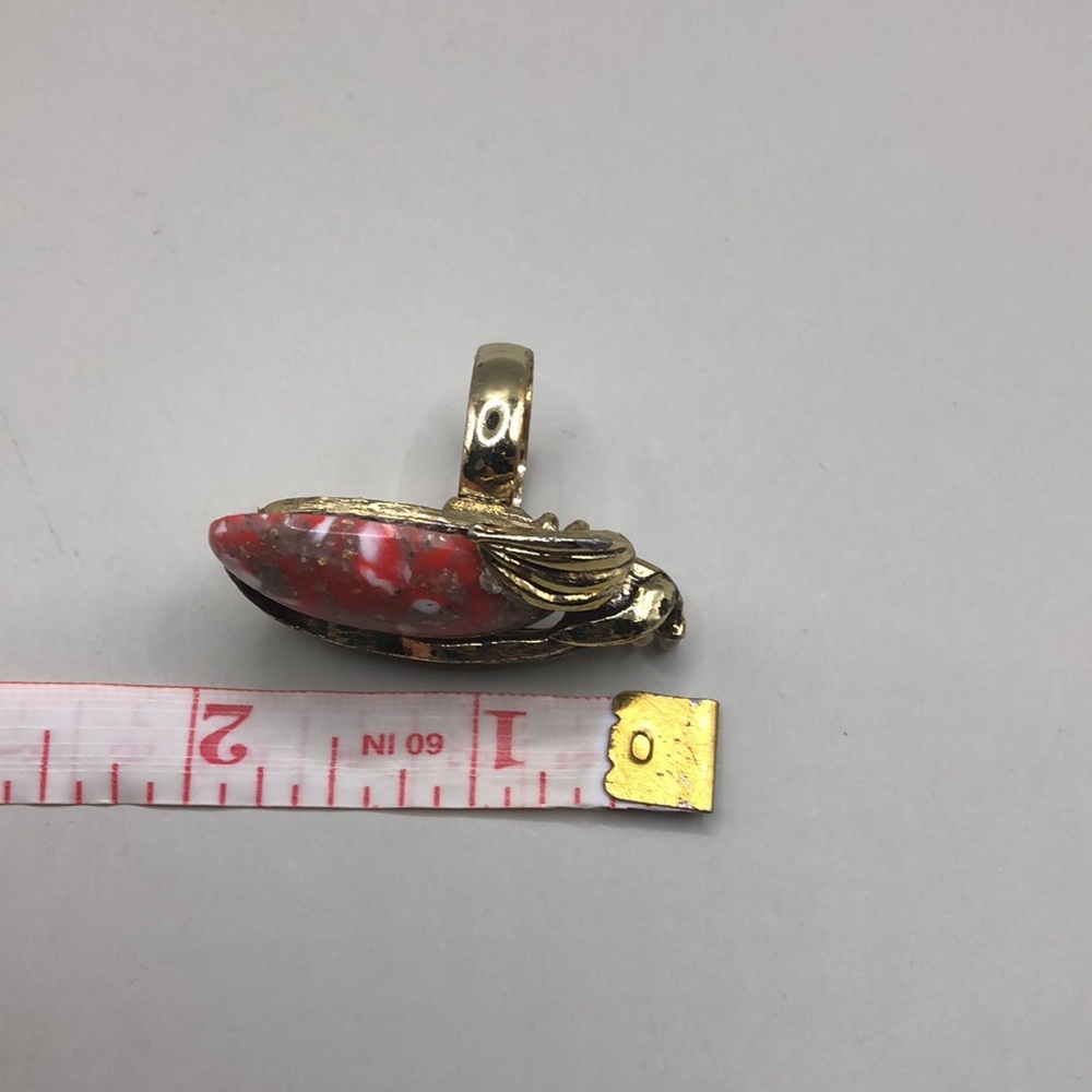 Vintage antiqued gold tone gemstone like big statement size costume ring sz 7 - Picture 6 of 8